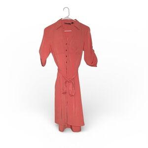 New York & Company Coral Shirt Dress Small